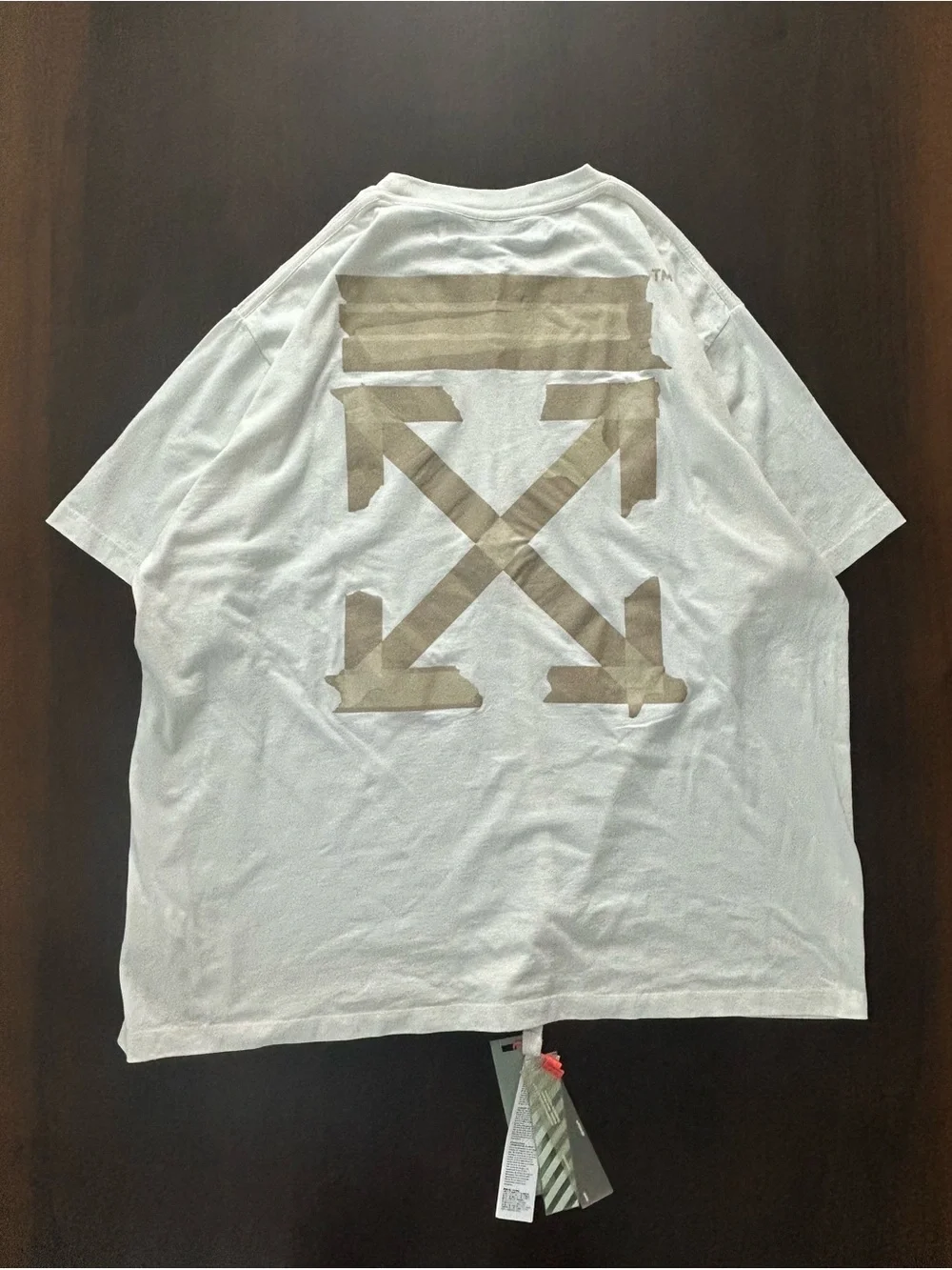 NWT Off-White Tape Arrows Graphic Logo White Cotton Crewneck Streetwear‎ Tee XL